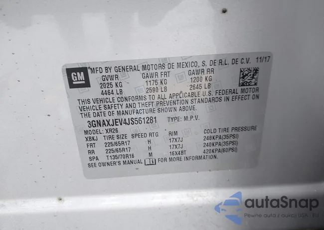 3GNAXJEV4JS561281: 42612525