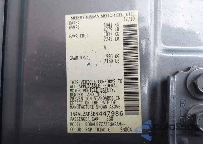 1N4AL2AP5BN447986: 42612588