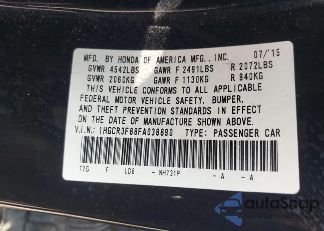 1HGCR3F88FA038890: 42612761