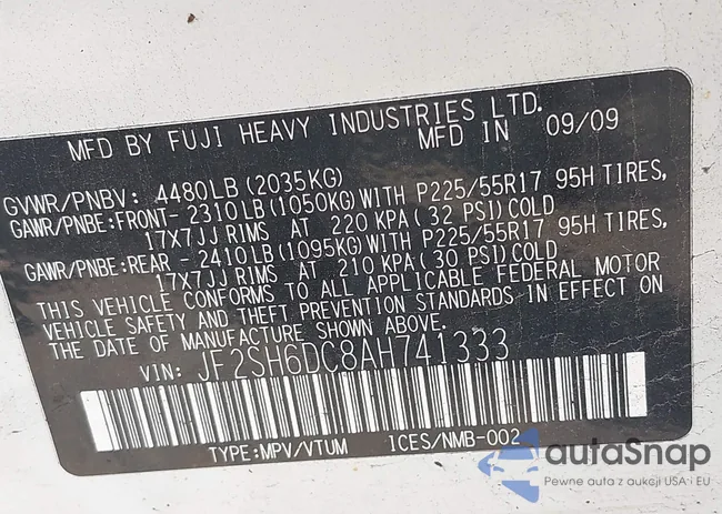 JF2SH6DC8AH741333: 42612846