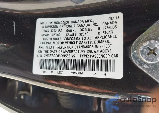 2HGFB2F86DH582122: 42612912