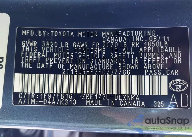 2T1BURHE2FC237766: 42612143