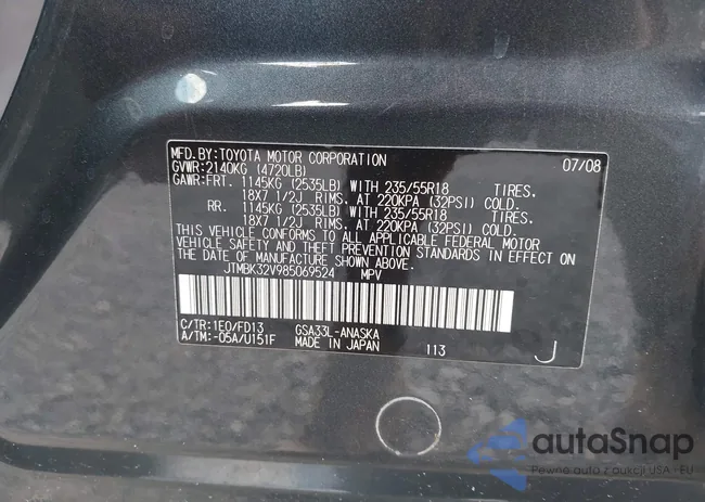 JTMBK32V985069524: 42612319