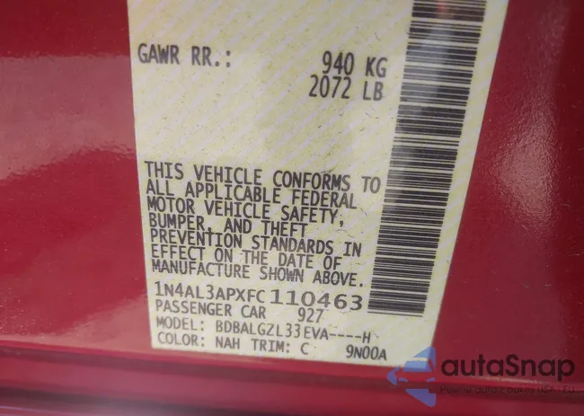 1N4AL3APXFC110463: 42613474