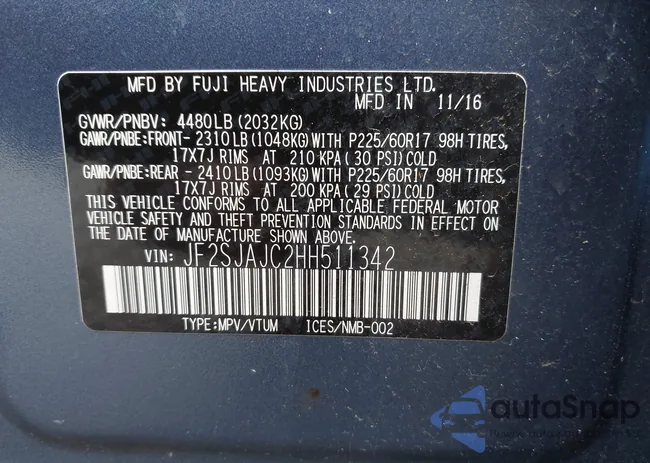 JF2SJAJC2HH511342: 42613641