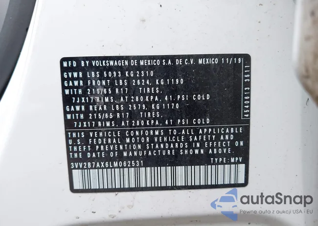 3VV2B7AX6LM062531: 42613067