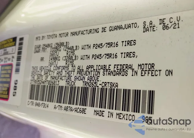 3TYRX5GN4MT026013: 42613199