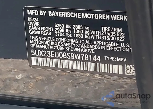 5UX23EU08S9W78144: 42614446