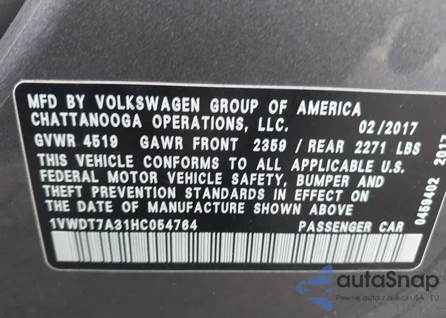 1VWDT7A31HC054764: 42614480