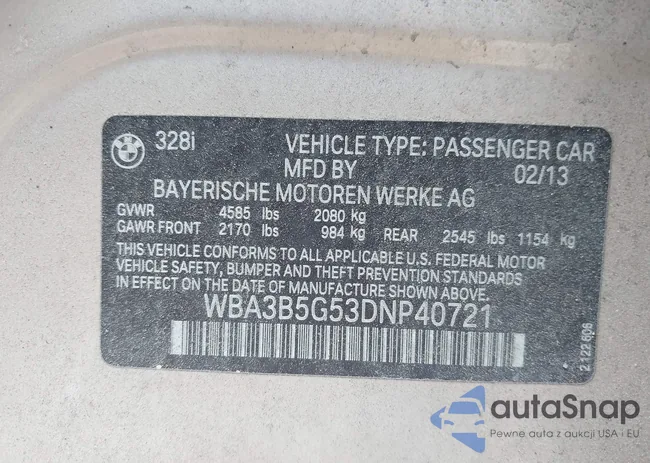 WBA3B5G53DNP40721: 42614545