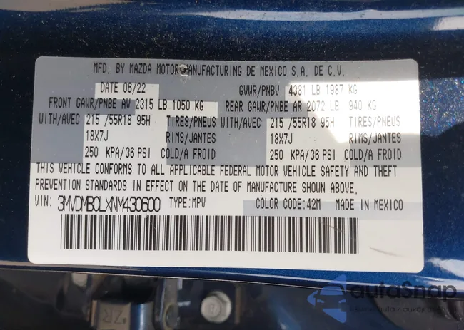 3MVDMBCLXNM430600: 42614664