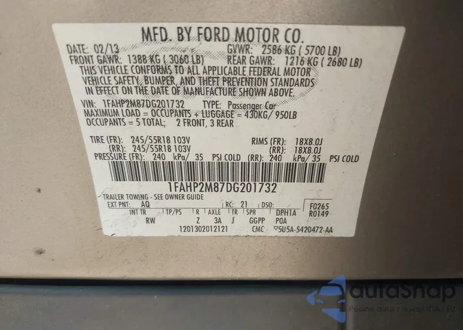 1FAHP2M87DG201732: 42614703