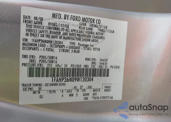 1FAHP36N09W120304: 42614866