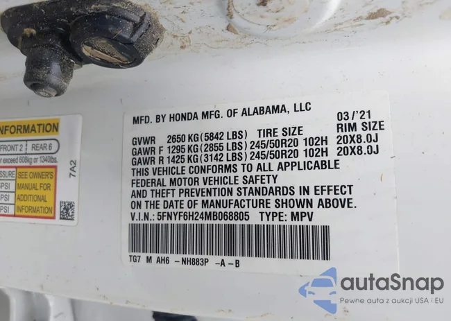 5FNYF6H24MB068805: 42614885