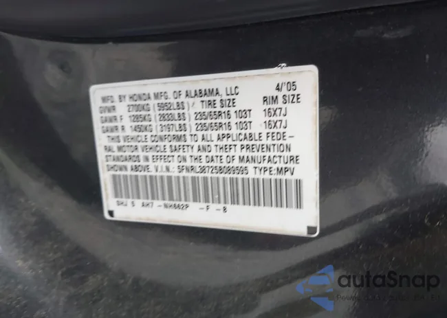 5FNRL38725B089595: 42614178