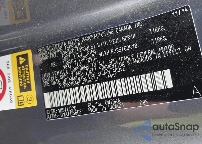 2T2BK1BA6FC296313: 42614227