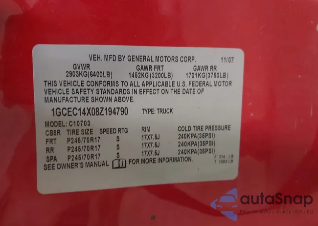 1GCEC14X08Z194790: 42614265