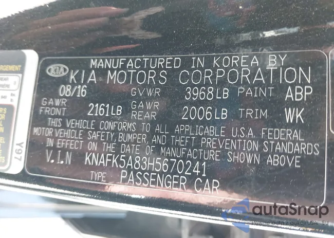 KNAFK5A83H5670241: 42615469