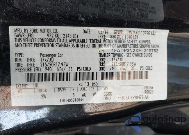 1FADP3N2XEL319782: 42615481