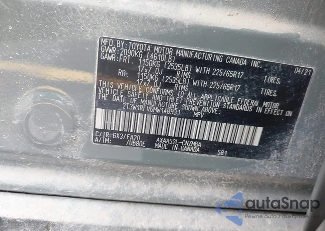 2T3W1RFV6MW148931: 42615522