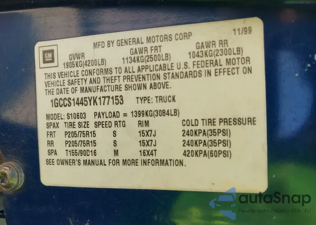 1GCCS1445YK177153: 42614998