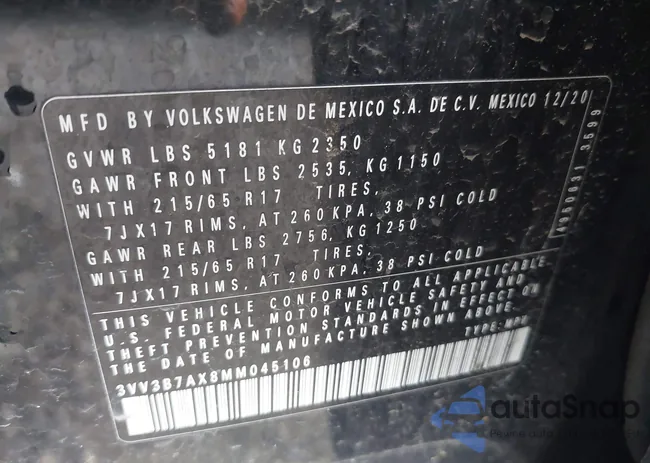 3VV3B7AX8MM045106: 42615167