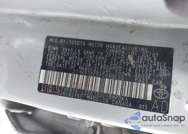 2T1KR32E57C680535: 42616560