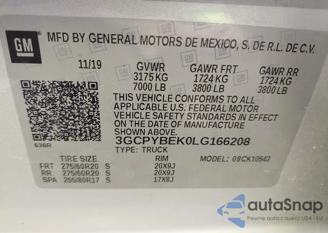 3GCPYBEK0LG166208: 42616634