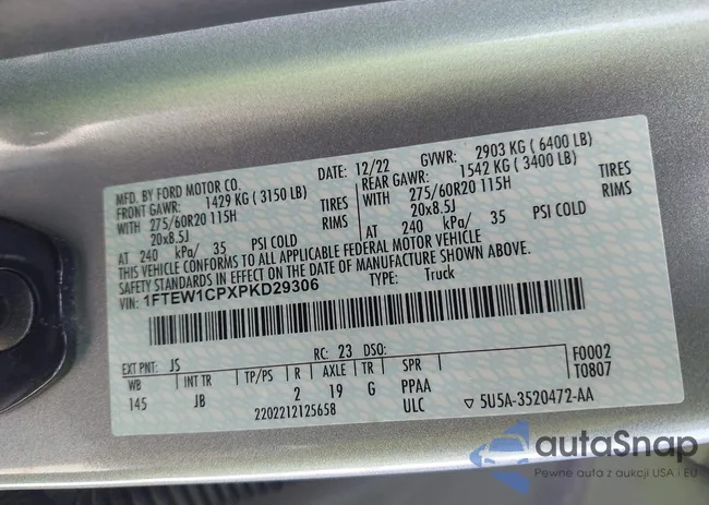 1FTEW1CPXPKD29306: 42616678