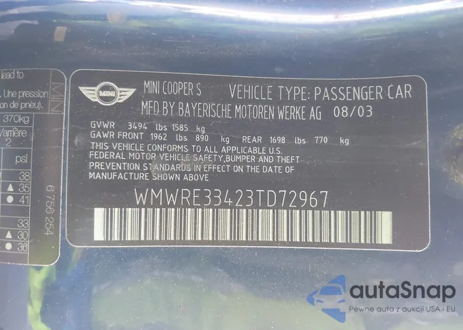 WMWRE33423TD72967: 42616729