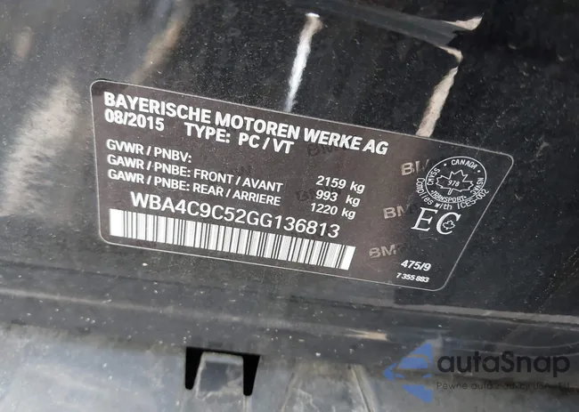 WBA4C9C52GG136813: 42616856