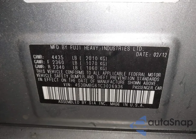 4S3BMBG61C3026936: 42616305