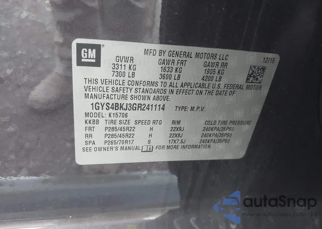 1GYS4BKJ3GR241114: 42616344