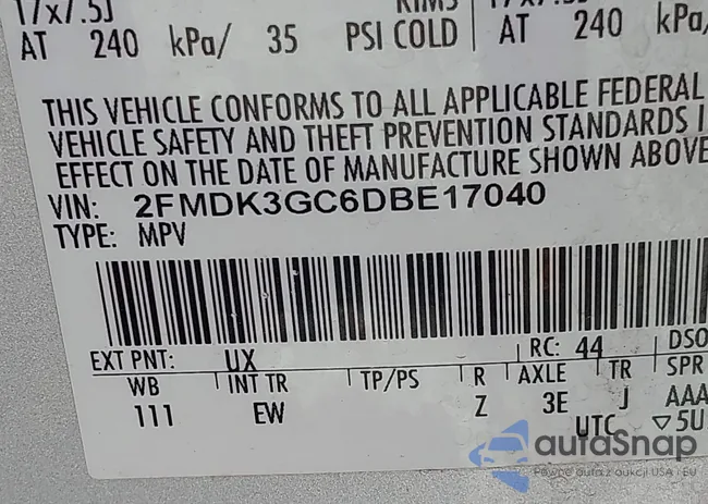 2FMDK3GC6DBE17040: 42617605