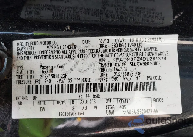 1FADP3F24DL261374: 42617682