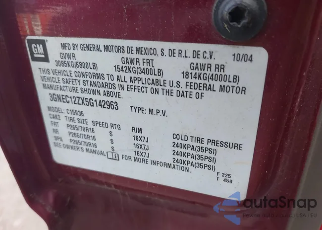 3GNEC12ZX5G142963: 42617722