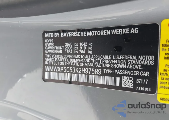 WMWXP5C53K2H97589: 42617936