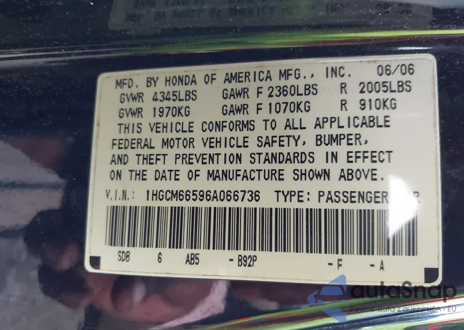 1HGCM66596A066736: 42617039