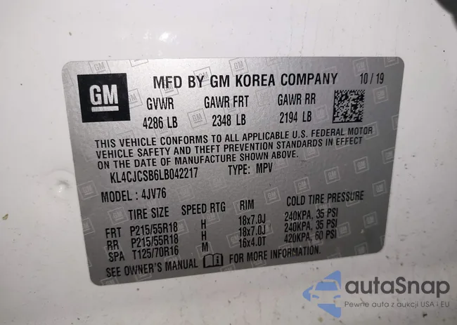 KL4CJCSB6LB042217: 42617063