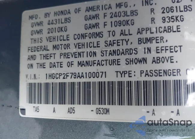 1HGCP2F79AA100071: 42618597