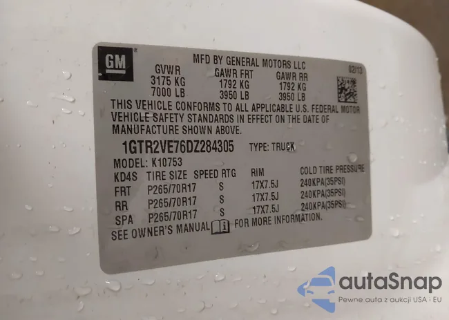 1GTR2VE76DZ284305: 42618671