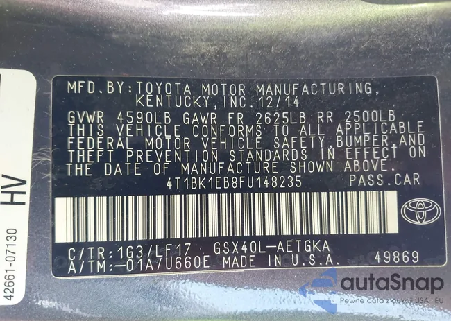 4T1BK1EB8FU148235: 42618674