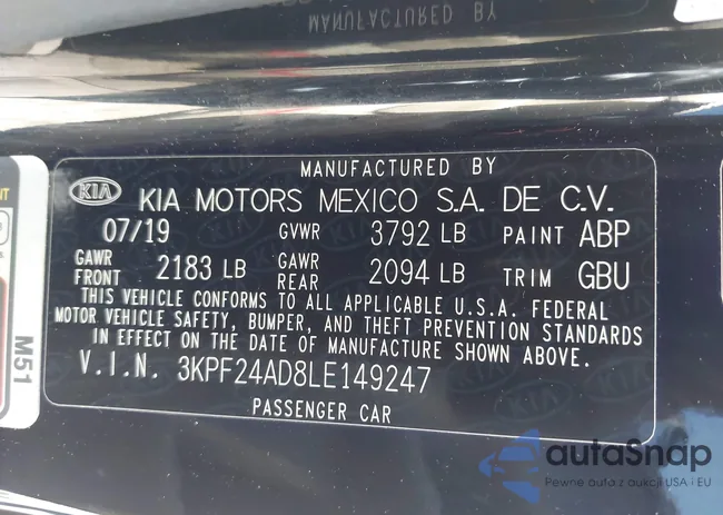 3KPF24AD8LE149247: 42618785