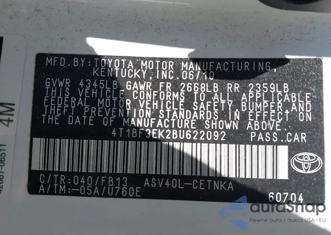 4T1BF3EK2BU622092: 42618958