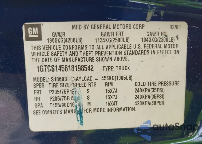 1GTCS145618198542: 42618121