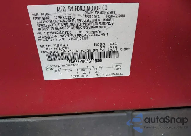 1FAHP2FW0AG118800: 42618148