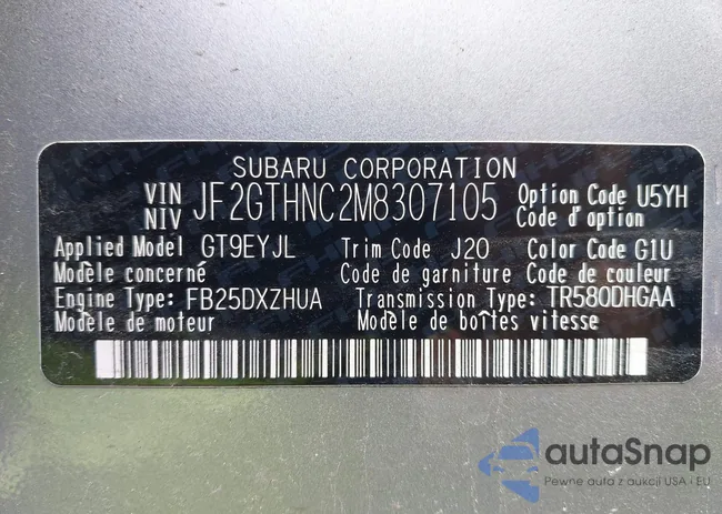 JF2GTHNC2M8307105: 42619405