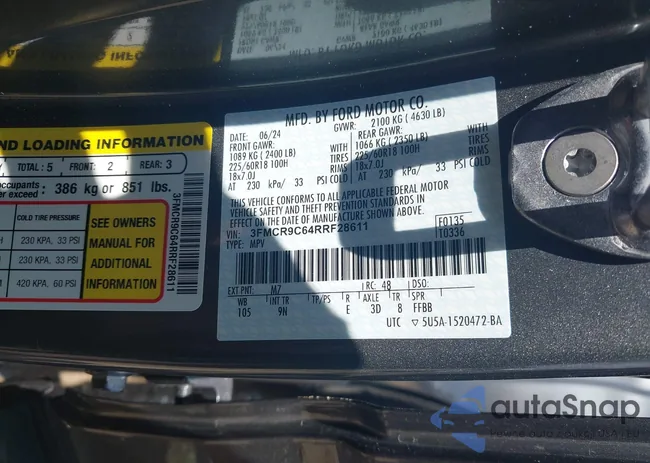 3FMCR9C64RRF28611: 42619935