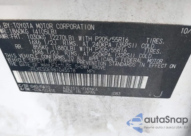 JTLKE50E981045578: 42619945