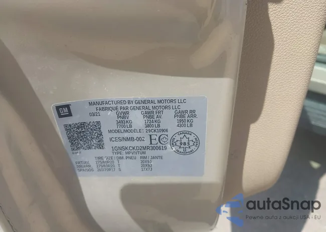 1GNUKCE09AR216617: 42619965